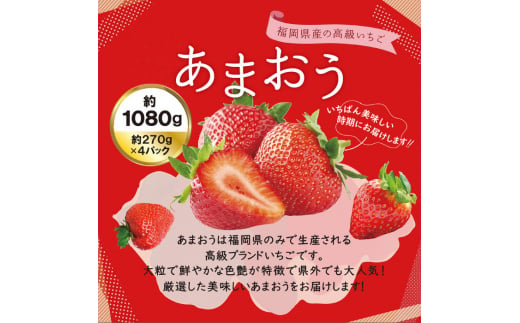 【全2回定期便】あまおう いちご 1,080g (約270g×4パック 【先行予約・2025年1月中旬より順次発送】 糸島市 / 株式会社HSP-テクノ グランデ 等級 福岡県産 [AZL005]