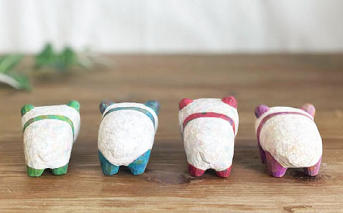 癒やし戦隊パンダレンジャー 1点 オブジェ 木彫りの置物 糸島市 / しろくも工房【いとしまごころ】 [AEO009]