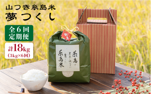 【全6回定期便】 糸島 で 農薬 を使わずに育てた 山つき 糸島米 3kg （ 夢つくし ） 糸島市 / 株式会社やました [ARJ011]