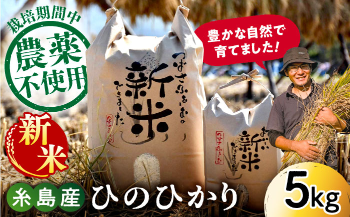 【 令和6年産新米】糸島産 雷山 のふもと 栽培期間中 農薬 不使用 の米 5kg ひのひかり ヒノヒカリ 糸島市 / ツバサファーム [ANI001]