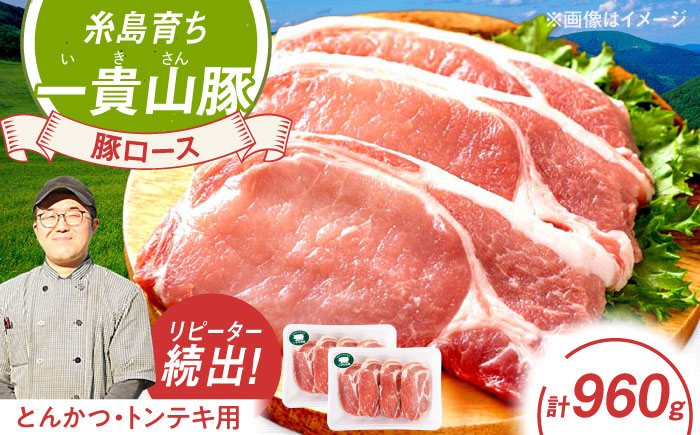 一貴山豚 ロースとんかつ・トンテキ用 計960g(120g×8枚) 糸島市 / いきさん牧場 豚肉 [AGB031] 豚肉 豚 ブランド豚 一貴山豚 ポーク ロース 生姜炒め ポークジンジャー