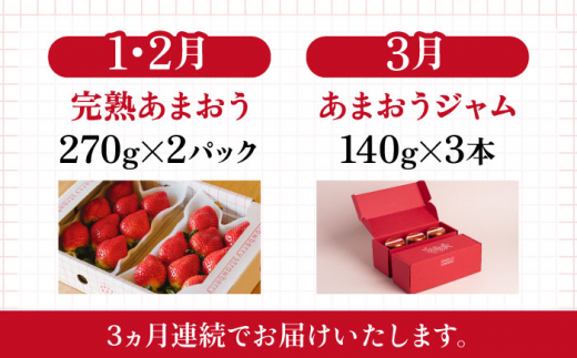 【全3回定期便】完熟 あまおう 270g × 2パック / あまおう ジャム 140g × 3本 【先行予約：2025年1月より順次発送】  糸島市 / slowberry strawberry 苺 いちご [APJ005]