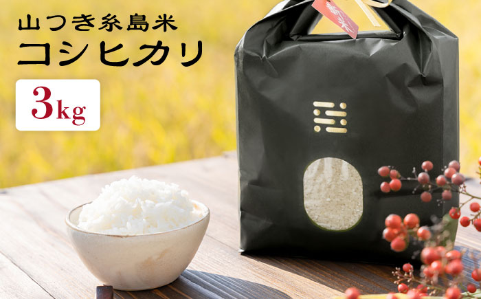 糸島 で 農薬 を使わずに育てた 山つき 糸島米 3kg （ コシヒカリ ）《 糸島 》【株式会社やました】 [ARJ009]