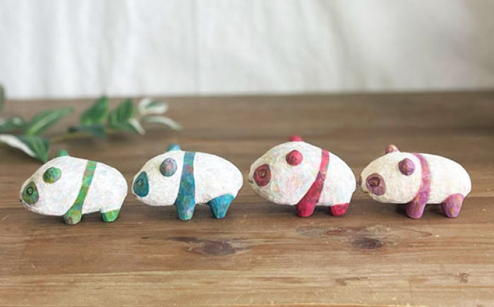 癒やし戦隊パンダレンジャー 1点 オブジェ 木彫りの置物 糸島市 / しろくも工房【いとしまごころ】 [AEO009]