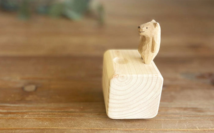 しろくまのアロマウッド 1点 木製 ディフューザー アロマオイル 香り 手彫り 糸島市 / しろくも工房【いとしまごころ】 [AEO015]