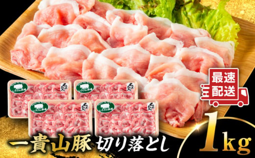 一貴山豚 切り落とし 計1kg(250g×4p)  糸島市 / いきさん牧場 豚肉 [AGB057]