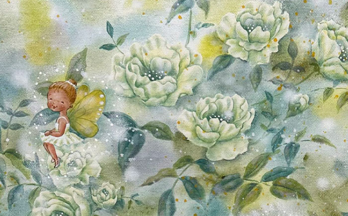 絵画「白いバラの茂みにて」 糸島市 / 工房はーべすと [AYA083]