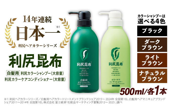 【色が選べる！2本セット】［白髪用］ 利尻カラーシャンプー 大容量サイズ＋利尻カラーケアコンディショナー 大容量サイズ ［無添加］ 糸島市 / 株式会社ピュール ヘアケア シャンプー [AZA071] シャンプー 白髪染め カラーシャンプー コンディショナー 無添加 ノンシリコン