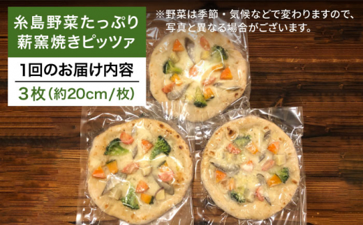 【 全6回 定期便 】 大地 の 恵み ！ 糸島産 の 野菜 をふんだんに使用した 薪 窯焼き ピッツァ 3枚 セット 《糸島市》【mamma-mia】 [AUH016]