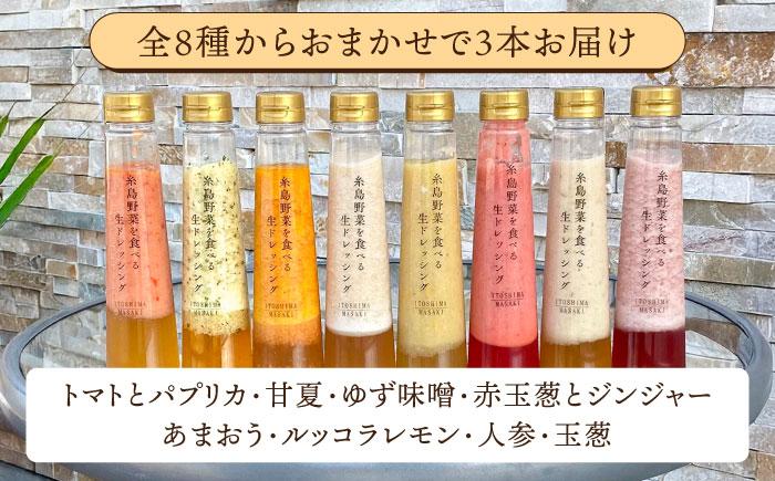 【 全6回 定期便 】 糸島 野菜 を 食べる 生 ドレッシング お任せ 3本 セット 《糸島》【糸島正キ】 [AQA012] ドレッシング セット ボトル ギフト 無添加 人気 野菜 にんじん 玉ねぎ