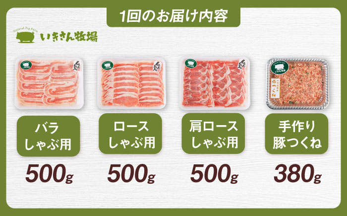 【全12回定期便】一貴山 豚しゃぶ セット糸島市 / いきさん牧場 /鍋 しゃぶしゃぶ 豚しゃぶ 肩ロース ロース つくね バラ 豚バラ [AGB009] 豚しゃぶ しゃぶしゃぶ 肩ロース 豚バラ 豚つくね つくね