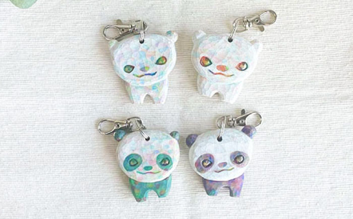 動物のキーホルダー 1点 手彫り しろくま ぱんだ 糸島市 / しろくも工房【いとしまごころ】 [AEO014]