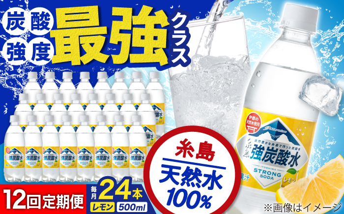 【全12回定期便】強炭酸水 レモン 500ml × 24本  糸島市 / スターナイン 炭酸水 国産 [ARM014] 炭酸水 500ml 24本 送料無料 レモン 国産 炭酸 常温