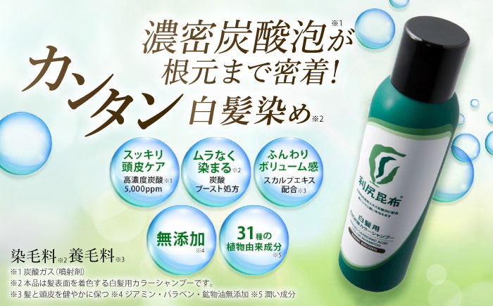 【10本入】［白髪用］利尻炭酸カラーシャンプー 糸島市 / 株式会社ピュール ヘアケア シャンプー [AZA047] シャンプー 白髪染め カラーシャンプー メンズ レディース ブラック 10本