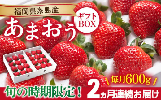 【先行予約】【全2回定期便】【2025年1月より順次発送】糸島産 あまおう ギフト 箱 毎月600g ( 24-30粒 )糸島市 / 南国フルーツ株式会社 [AIK028]