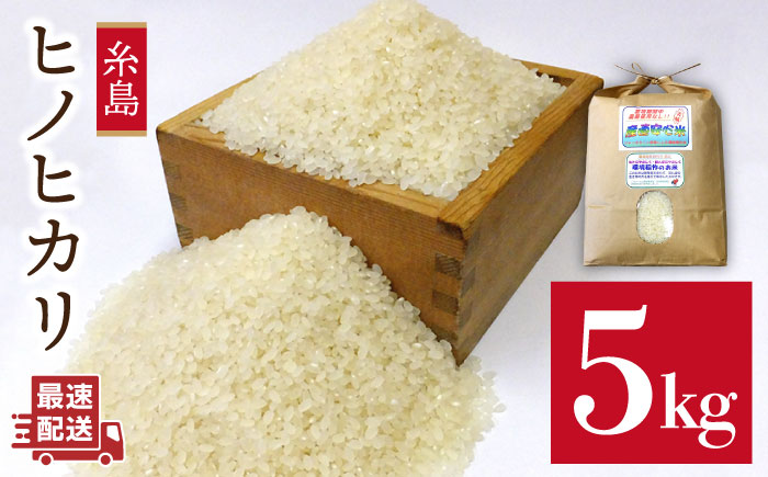 農薬 使わない 栽培 ！ 糸島産 ヒノヒカリ 5kg、 玄米食 ・ 分搗き 対応！ 糸島 / 二丈赤米産直センター [ABB005] 米 ひのひかり 無洗米
