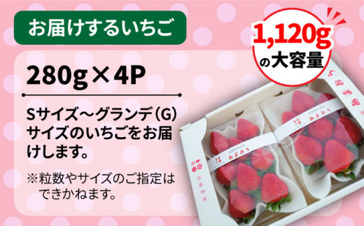 【先行予約受付中・2025年1月下旬より順次発送】【農家直送！】 糸島産 あまおう 280g×4パック (GおよびSサイズ) 糸島市 / 後藤農園 [AML003]