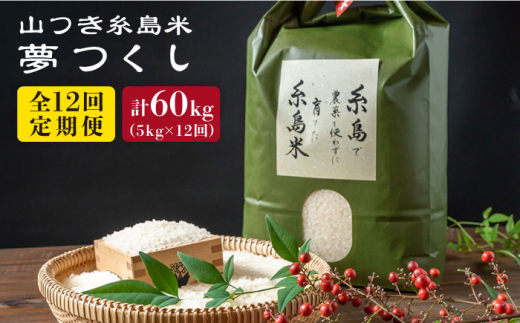 【全12回定期便】 糸島 で 農薬 を使わずに育てた 山つき 糸島米 5kg （ 夢つくし ） 糸島市 / itoshimacco / 株式会社やました [ARJ034]