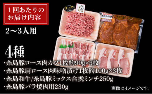 【全3回定期便】毎日のメインのおかずを彩る精肉セット 1,050g 2～3人前 4種《糸島》【糸島ミートデリ工房】 [ACA201]