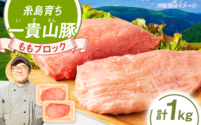 一貴山豚 モモブロック 1kg 糸島市 / いきさん牧場 豚肉 [AGB038] 豚肉 豚 ブランド豚 一貴山豚 ポーク モモ もも 塊肉 ブロック肉 1kg 肉