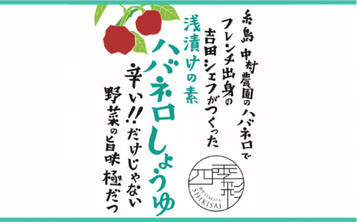 浅漬けの素 ハバネロ しょうゆ 100ml《糸島》【シェフのごはんやさん四季彩】【いとしまごころ】[ACC012]