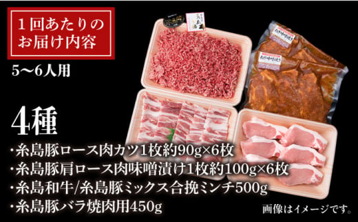 【使いやすい豚肉＆牛肉セット】毎日のメインのおかずを彩る 精肉 セット 4種 計約2㎏ 5～6人前《糸島》【糸島ミートデリ工房】 [ACA204]