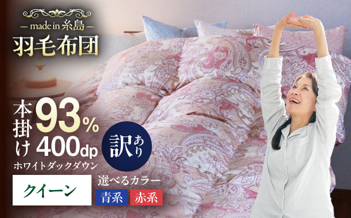 【訳あり】【糸島羽毛ふとん】【高級ダウン使用】羽毛 布団 本掛け 柄おまかせ フランス産 ダウン93％【クイーン】 糸島市 / 株式会社三樹 / 布団 羽毛 [AYM039]