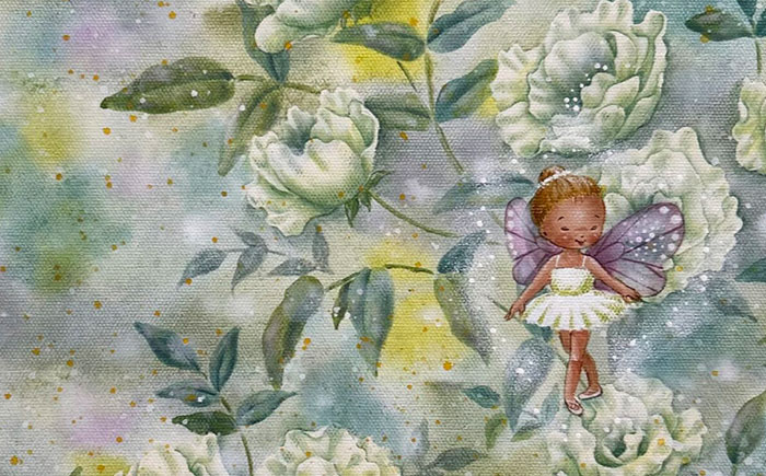 絵画「白いバラの茂みにて」 糸島市 / 工房はーべすと [AYA083]