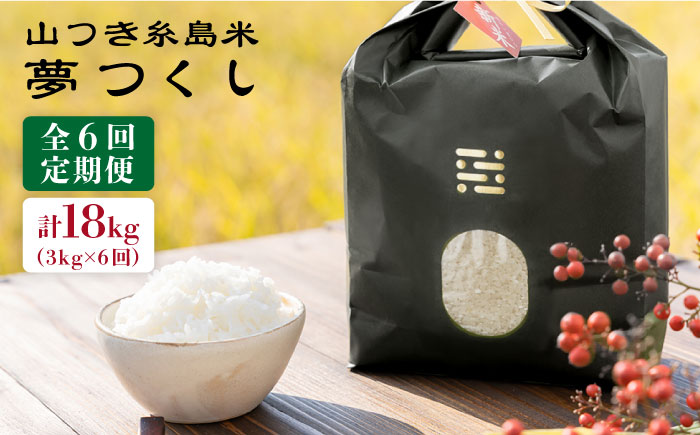 【全6回定期便】 糸島 で 農薬 を使わずに育てた 山つき 糸島米 3kg （ 夢つくし ） 糸島市 / 株式会社やました [ARJ011]