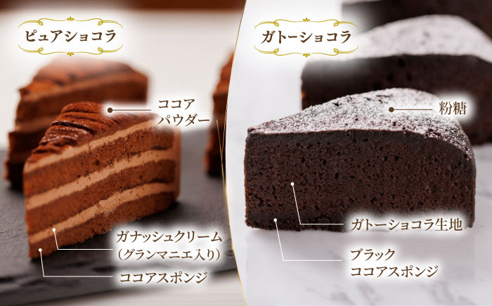 ピュアショコラ / ガトーショコラ チョコレートケーキ 2種12個 冷凍 糸島市 / 五洋食品産業 [AQD006] お祝い バースデー クリスマス 誕生日ケーキ 冷凍ケーキ 詰め合わせ