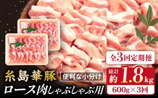 【全3回定期便】糸島 華豚 ロース 肉 スライス しゃぶしゃぶ 用 600g 糸島市 / 糸島ミートデリ工房 [ACA326]