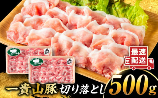 一貴山豚 切り落とし 計500g(250g×2p)  糸島市 / いきさん牧場 豚肉 [AGB056]