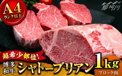 【希少部位！】博多和牛 シャトーブリアン ブロック 1kg ＜肉のくまもと屋＞那珂川市 シャトーブリアン 牛肉 ブロック ステーキ バーベキュー お祝い 大人数 パーティ 贅沢 焼肉 人気 国産牛 ステーキ肉 希少部位 贅沢 肉 しゃとーぶりあん [GBI077]