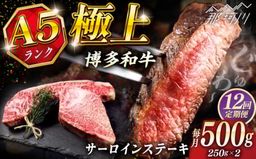 【全12回定期便】極上 博多和牛 A5ランク サーロイン ステーキ 250g×2枚 ＜KRAZY MEAT＞ 那珂川市 [GFQ016]