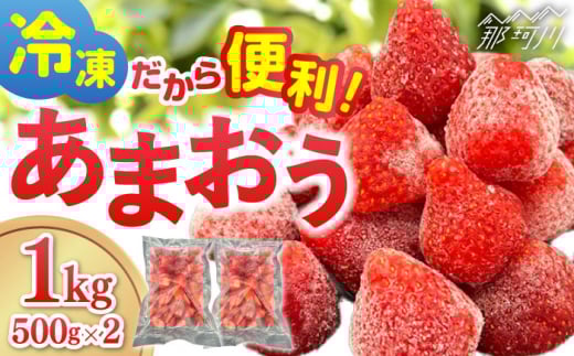 【福岡スイーツ自然の贈り物】かわいい化粧箱入り！！福岡県産冷凍あまおう合計1kg（500g×2袋）＜株式会社BeerO’Clock＞那珂川市 [GES009]