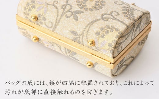 【ゴールド】パーティーバッグ ラウンドクラッチ 唐草＜OKANO 博多きもの制作所＞那珂川市 [GAT071-1]