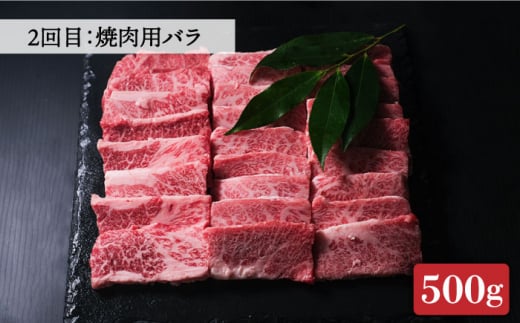 【全3回定期便】博多和牛 牛肉 焼肉 BBQ 定期便＜肉のくまもと屋＞那珂川市 焼き肉用 赤身 モモ バラ カルビ 黒毛和牛 赤身 [GBI047]