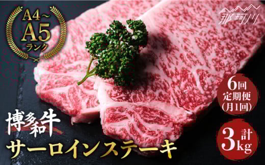 【全6回定期便】大満足！ 博多和牛 牛肉 サーロイン ステーキ 500g（250g×2）＜肉のくまもと屋＞那珂川市 ステーキ 肉 黒毛和牛 赤身 ステーキ肉 ヒレ肉 [GBI034]