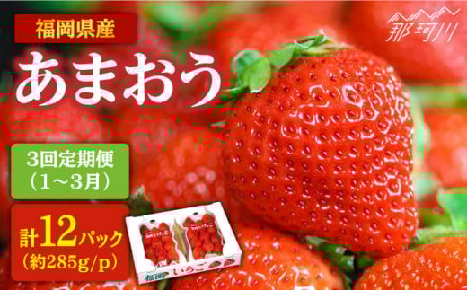 【全3回定期便】あまおう 先行予約！1～3月発送『自然環境農法』で育てた福岡県産 あまおう 約285g×4パック＜おおきべりー株式会社＞那珂川市 いちご 苺 イチゴ ストロベリー フルーツ 果物 [GZE004]