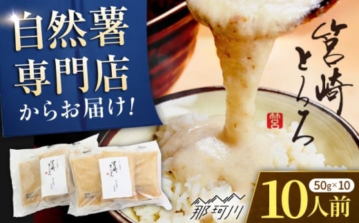 筥崎とろろ 自然薯のだしわりとろろ 計500g （10食セット × 50g) 冷凍 個包装 無添加 ＜株式会社九千部＞ 那珂川市 [GAZ003]
