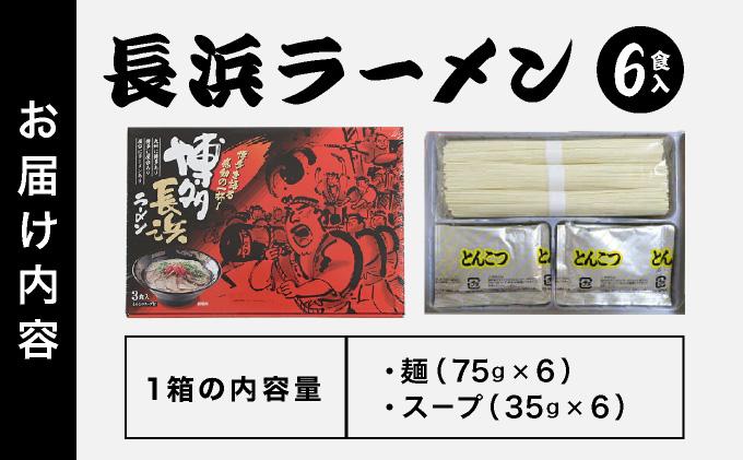 博多長浜ラーメン ６食入り×１箱| 博多ラーメン 豚骨ラーメン とんこつラーメン 豚骨スープ 豚骨 麺 らーめん 送料無料 福岡県 那珂川市