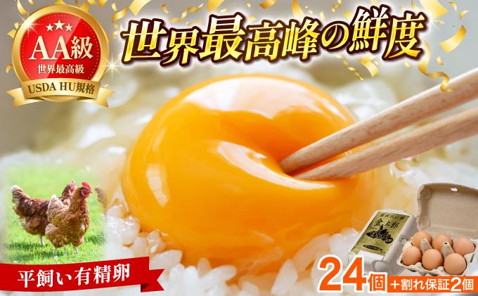 鮮度AA級の世界最高ランク！金太郎卵 平飼い たまご 24個（6個×4パック）