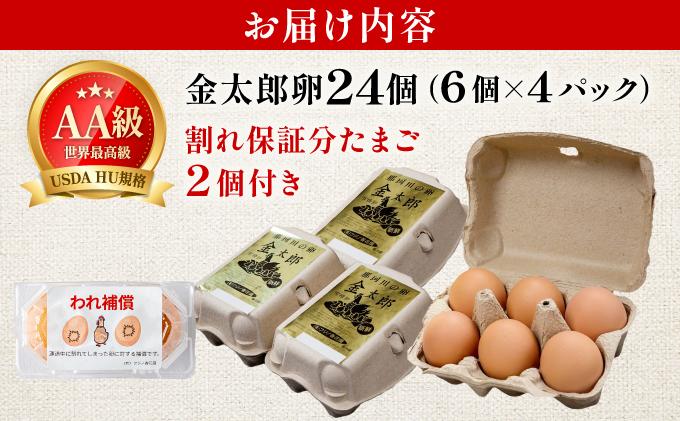 鮮度AA級の世界最高ランク！金太郎卵 平飼い たまご 24個（6個×4パック）