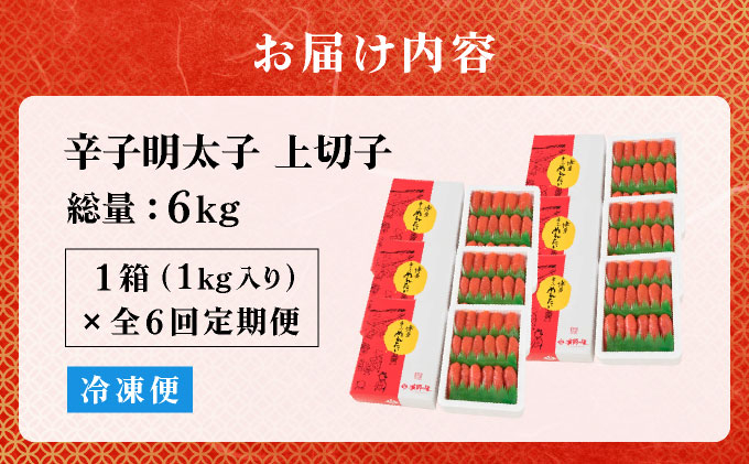 ＜定期便・全6回＞辛子明太子 上切子 1kg 化粧箱入り | 明太子 めんたいこ 贈答 一本物 冷凍 送料無料 福岡県 那珂川市