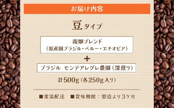 申込後に自家焙煎！コーヒー ギフトセット 【豆】 計500g ブレンド＆ブラジル（モンテ アレグレ農園）|コーヒー豆 珈琲 詰め合わせ 飲み比べ セット 深煎り 中入り 浅煎り アフターミックス製法 猫屋カフェ 送料無料 福岡県 那珂川市