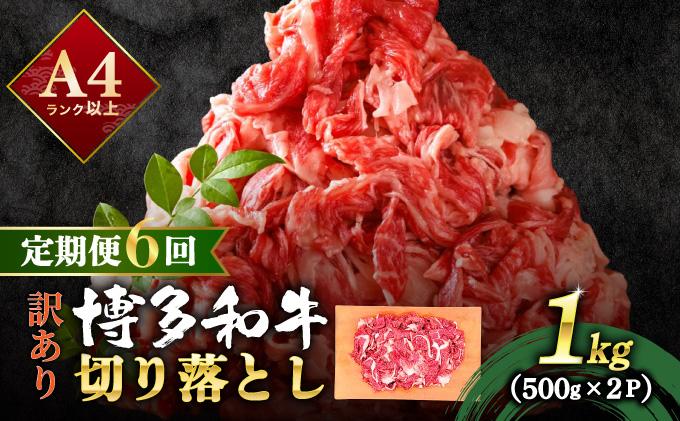 ＜定期便・全6回＞【訳あり】博多和牛 切り落とし 1kg（500g×2）