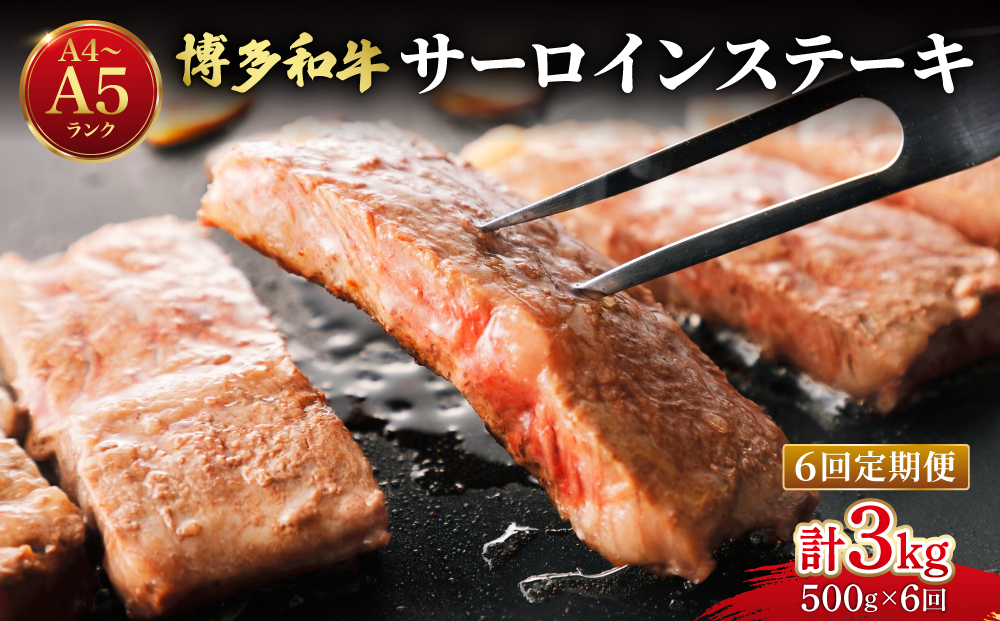 ＜定期便・全6回＞博多和牛 牛肉 サーロイン ステーキ 500g（250g×2）