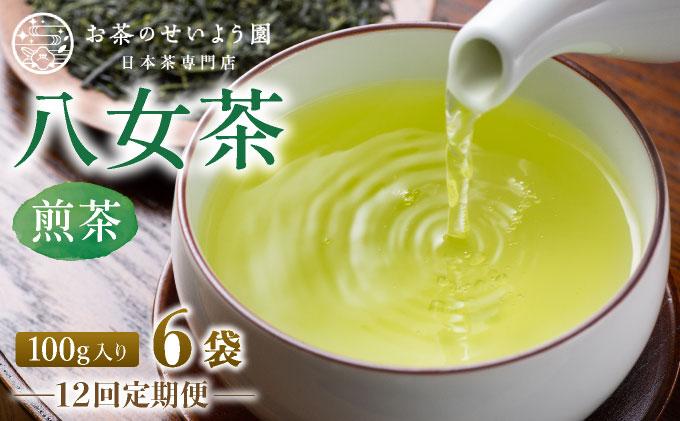 ＜定期便・全12回＞豊かな香りとまろやかな旨味 八女茶(煎茶) 600gセット（100g×6袋）|国産 緑茶 玉露 日本茶 お茶 茶葉 高級茶 家庭用 送料無料 那珂川市 福岡県