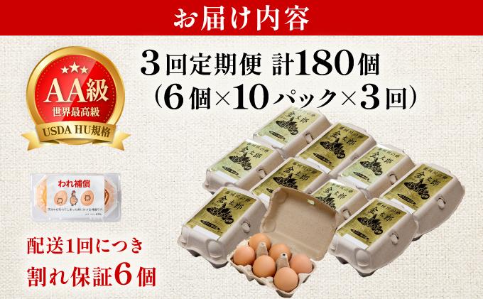 ＜定期便・全3回＞鮮度AA級の世界最高ランク！金太郎卵 平飼い たまご 60個（6個×10パック）