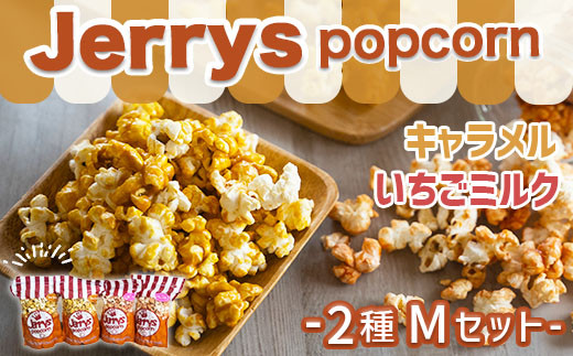 菓子 ジェリーズ ポップコーン 2種 各2袋 Mセット [柚の木福祉会 Create803 福岡県 宇美町 um40azp020001] キャラメルポップコーン いちごミルク お菓子